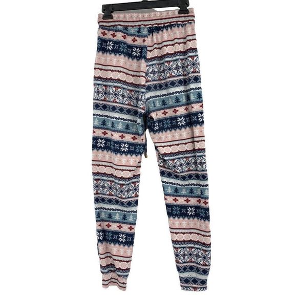 Women’s Eye Candy size medium fleece jogger pants Nordic print 1837 snowflake - Picture 6 of 8